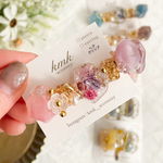 ヘアクリップ　ヘアアクセ　ヘアアクセサリー　春　鉱石クリップ　ピンク　レジン　レジンアクセサリー　レジンアクセ　レジンクリップ　ドライフラワーアクセサリー　