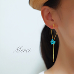 [セール品]　チェーンとごろっとターコイズピアス.q