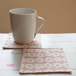送料無料*北欧風くすみピンク小花柄*ちょっと大きめ布コースター2枚セット