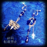 多色展開 -Fenrir-イヤリング ピアス 薔薇 シルバー×サファイア