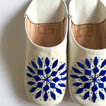 バブーシュ<刺繍white×blue>