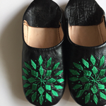 バブーシュ<刺繍black×green>