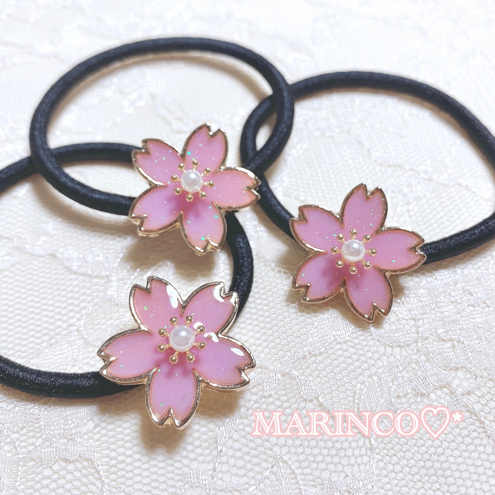 桜 春 さくら サクラ お花見 レジン ワンポイント レジン桜ヘアゴム(NO