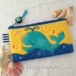 歌うクジラのポーチ　ペンケース　3DSLL　ハワイアンキルト②