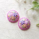 ピアス/イヤリング＊春色くれよん＊ビーズ刺繍