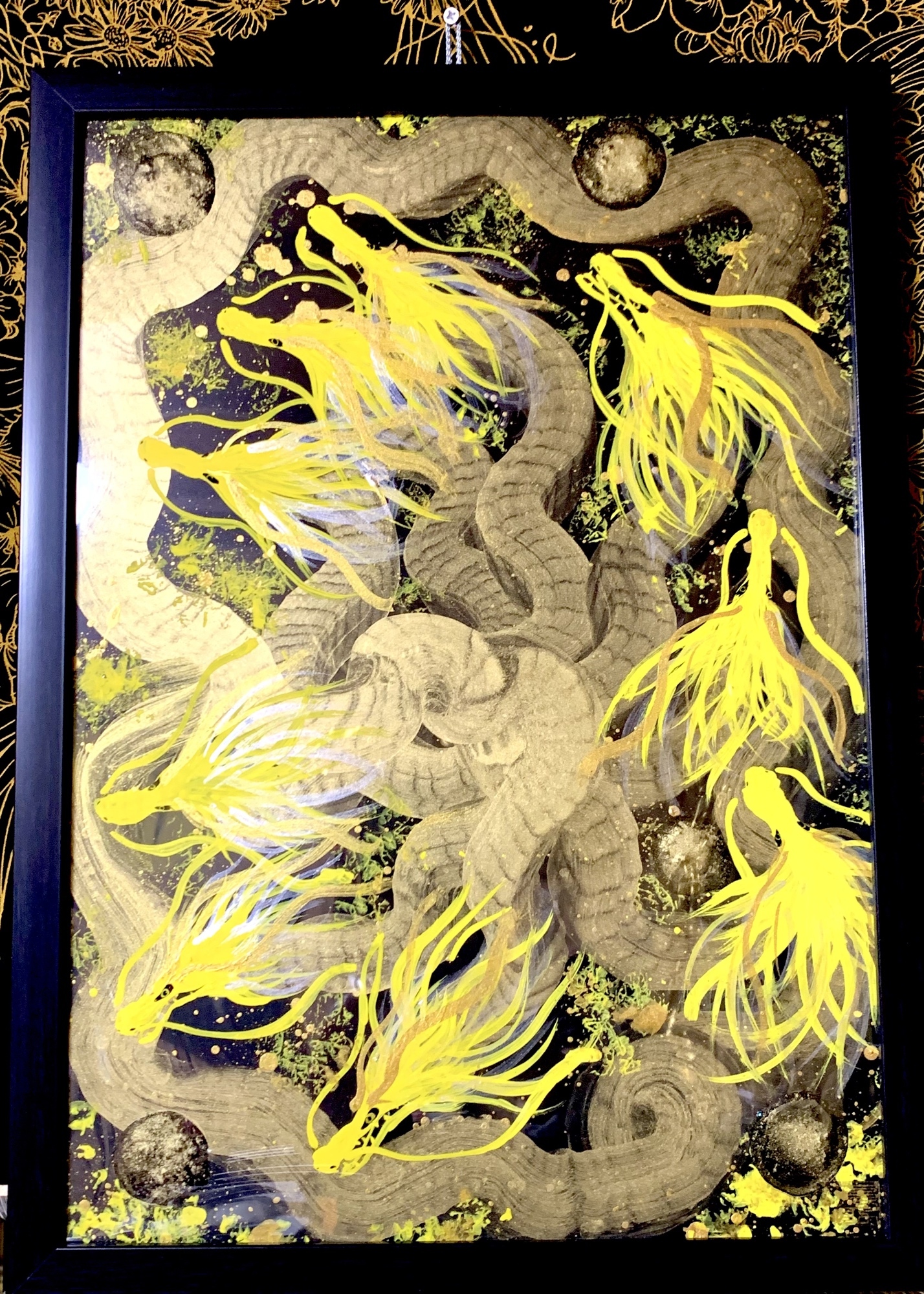 九頭龍大権現】 開運 置物 龍神 アート 絵 一筆龍 イミラック