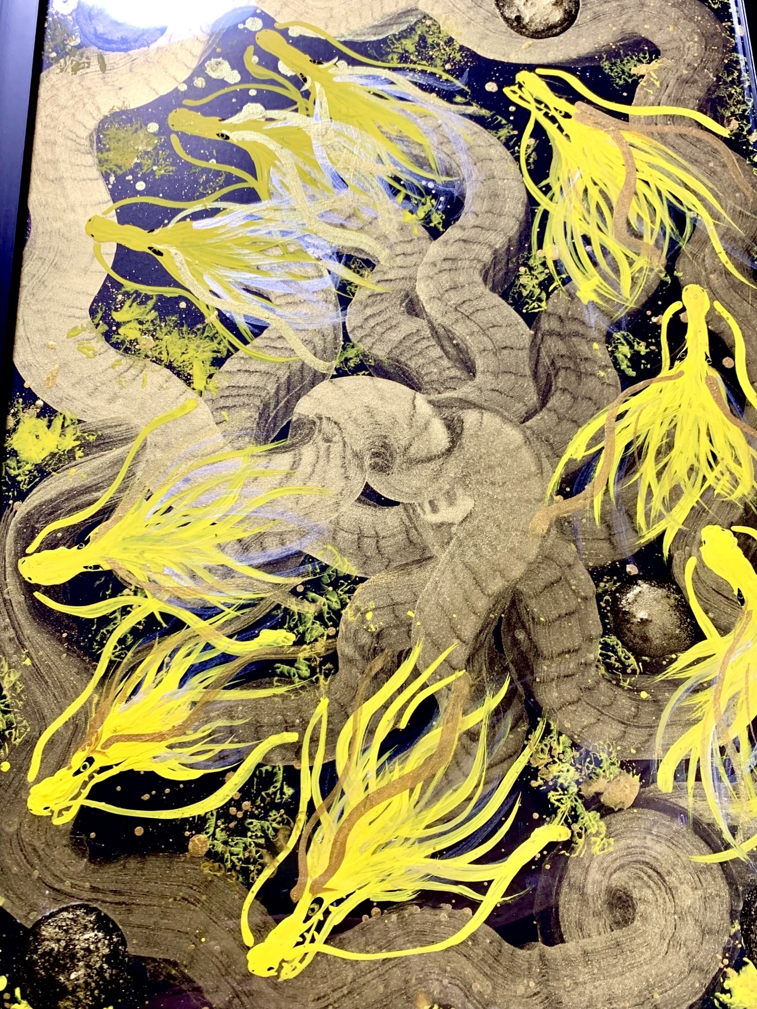 【黄金龍】　龍脈形成　開運　置物　龍神　アート　絵　イミラック隕石　辰　一筆龍 黄金龍】 龍脈形成 開運 置物 龍神 アート 絵 イミラック隕石 辰