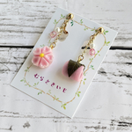 春🌸桜の練り切りと関東風桜餅イヤリング／ピアス♡フェイクスイーツ
