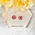 誕生石華　ルビーの薔薇のピアス/イヤリング