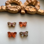 【2色ペア4コセット】#czech beads#チェコビーズ　butterfly 蝶々18✖️11㍉　orange crystal picasso