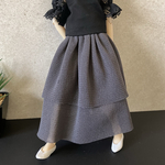 シアーティアードロングスカート☆(ドール服)リカちゃんブライス洋服☆グレー