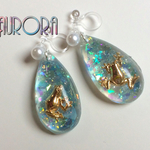 【送料無料】再販【カエルシリーズ】Aurora (雫型ノンホールピアス)