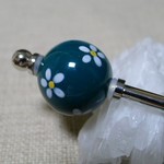青緑釉に白小花のかんざし