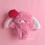 薔薇の髪飾りをつけたょ。ローズちゃん♡フワフワロップイヤー♡手のひらサイズのぬいぐるみ♡①