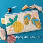 パインとビーチサンダルのポーチ　ペンケース　3DSLL　ハワイアンキルト⑥