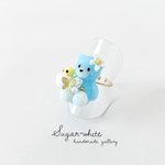 🐣🧸Teddy bear ring ✵ ひよこが生まれた！青空クマちゃんとイースターエッグの指輪  《 blue sky 》フリーリング   くま 