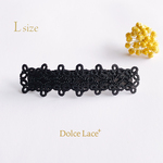 手編みタティングレースのバレッタ*Black×Black*Lサイズ