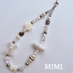 ビーズストラップ🧸☁️スマホストラップ⚪️ハンドストラップ🤍シルバーホワイト🩶¨̮*/MIMI. 