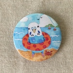 【缶バッジ】海とインコ