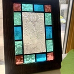 ステンドグラス※パネル※floral 枠ブラウン