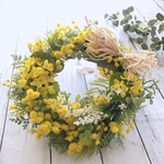 菜の花とミモザのリース 