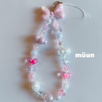 🎀☁️BIGリボンストラップ　ビーズアクセサリー　ストラップ　iPhoneストラップ iPhoneケース アクセサリー