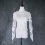 ボレロ クリーム 贅沢な小花総レース ロングスリーブ くるみボタン ウェディング