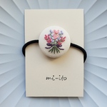 刺繍ヘアゴム🌷　no.1432 　くるみボタン　💛送料無料💛　