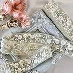50cm  インド刺繍リボン  チュール  花柄 　グリーン  #mt55