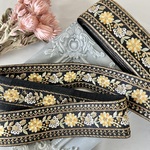 50cm  インド刺繍リボン  シルク  花柄  1  #ms31