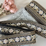 30cm/50cm  インド刺繍リボン  シルク  花柄  5  #ms31