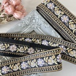 50cm  インド刺繍リボン  シルク  花柄  6  #ms31