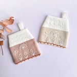 リネンのパッチワーク刺繍コースター☆*春のおうち チューリップとちょうちょ