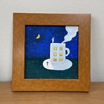 原画「コーヒーカップとおつきさま」(額装)