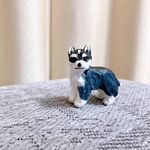 シベリアンハスキー　ブラック&ホワイト　ミニチュア　犬　置物　フィギュア　オブジェ