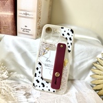 【No.28】 ダルメシアン柄ワインレッドベルト付きiPhoneケース