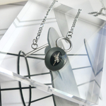 【necklace サージカルステンレス　マンテル】　silver  ヴィンテージボタン　ジルコニア