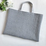グレーヌビ×リバティアデラジャのレッスンバッグ♡ 30×40cm 韓国生地のキルティングを使用した絵本バッグ／男の子／女の子／入園入学準備／ママのサブバッグにも♡　ヌビバッグ【完成品】