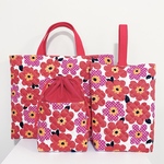 ★レッスンバッグ単品★ 北欧風花柄 赤