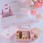 ミニチュア  お祭り の 花団子 と 桜湯 セット  ( 花びら小皿 紙バッグ 付き )