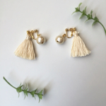 《再再再再再再再再再販♡》タッセル+コットンパールのイヤリング＊＊ivory