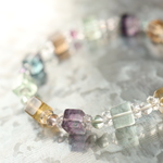 …☆フローレッセンス☆フローライト：7×7ミリ（キューブカット）＆4ミリ☆天然石ブレスレット☆…