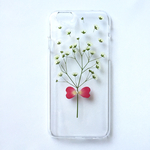 iPhoneケース　かすみ草リボン