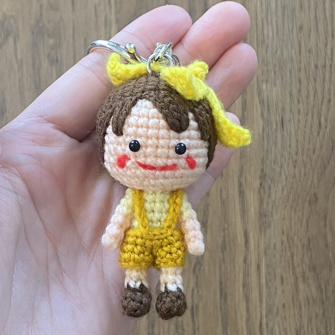 小さなあみぐるみキーホルダー*りんごちゃん* - ほっこり毛糸の