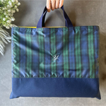 【軽くて撥水!!】イニシャル刺しゅう/レッスンバッグ/入園入学セット　シンプル /チェック/ナイロン/