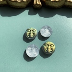 【4コセット】JIRI＊IVANA#czech beads#チェコビーズ　moonface 14㍉ vitrailAB iridescent/crystal table 