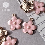 【4pcs】桜 サクラ フラワーメタルチャーム エナメル ピンク