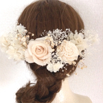 プリザーブドフラワー○大きな薔薇とアジサイとかすみ草とソラフラワーヘッドドレス