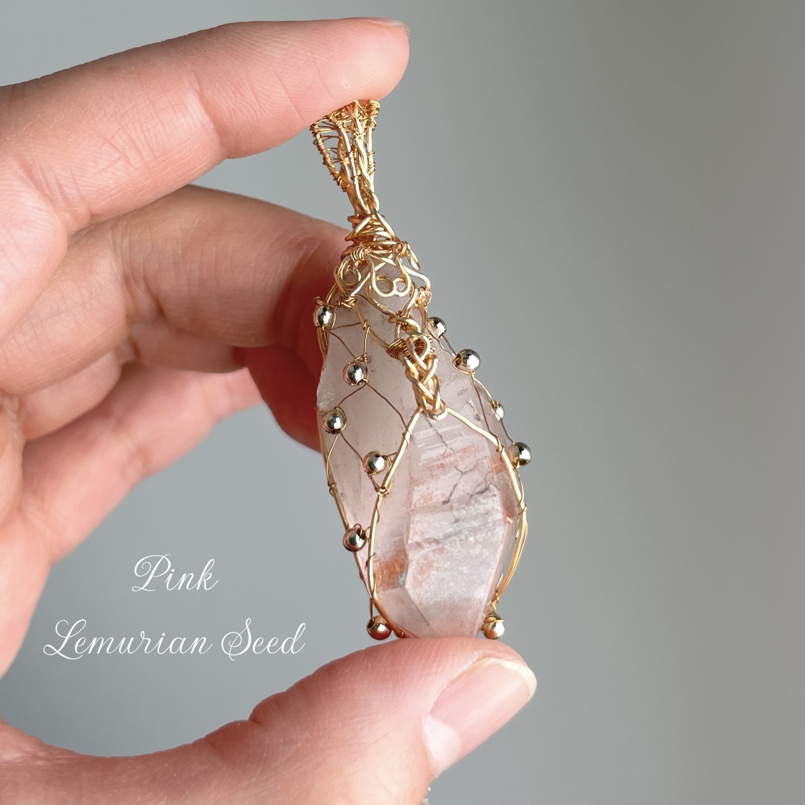 Pink Lemurian Seed necklace ピンクレムリアンシード ネックレス 