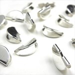 ワニカン 扇形 20個★20ｍｍ/ホワイトシルバー★半円 ワニ口 ワニクリップ 留め具 ワニグチ 紐留め